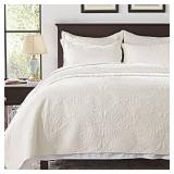 Anluoer Quilts Queen Size Set-Cream Embossed, Bedspreads-Lightweight Summer Soft Microfiber Bedspread, Bedding Coverlet for All Seasons (1 Quilt, 2 Pillow Shams)