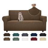 ZNSAYOTX Super Stretch Couch Cover Universal Sofa Covers for Living Room Dogs Pet Friendly Furniture Protector Fitted Spandex Sofa Slipcovers with Anti Slip Foam Sticks (Brown, Sofa)