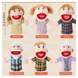 Lenwen 6 Pcs Family Hand Puppet Set 11.8 Inch Family Members Puppets with Movable Mouth Soft Plush Hand Puppet for Boys and Girls Teens Storytelling Play School Teaching Preschool (Light Skinned)