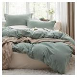 Bedsure Sage Green Oversized King Duvet Cover - Soft Pre Washed Oversized King Duvet Cover Set, 3 Pieces, 1 Duvet Cover 120 x 98 Inches with Zipper Closure and 2 Pillow Shams, Comforter Not Included