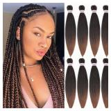 Pre Stretched Braiding Hair,18 Inch 8 Packs Ombre Braiding Hair, Two Tone Yaki Texture Prestretched Crochet Braids Hair Professional Synthetic Hair Extension Itch Free Hot Water Setting (18" T1B/30#)