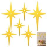 Yalikop 6 Pcs Mid Century Wooden Starburst Wall Hangings 8 Pointed Stars Starburst Wall Decor Retro Mid Century Modern Wall Decor for Home Accent Bedroom Bathroom Office Art (Gold)