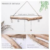 Logs for Decoration Natural Driftwood Decorative Branches Home Wall Hanging Decor Jewelry Organizers with 5 Hooks (15 Inch)