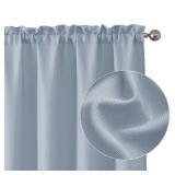 Chyhomenyc Bennet Aqua Blue Curtains 45 Inch Length 2 Panels, Faux Linen Textured Semi Sheer Light Filtering Soft Airy Rod Pocket Window Treatment Drapes for Living Room Bedroom, Each 30" Wx45 L