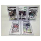 Five Professionally Graded Baseball Trading Cards - All for One Money