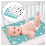 3 Pack Diaper Changing Pad, Maveek Portable Toddler Diaper Changing Pad Waterproof Baby Change Mats Premium Change Pad Liner Bed Pad Play Mat(Green&White&Blue)