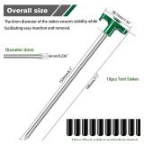 TEOYNGU 10PCS Tent Stakes Heavy Duty Camping Tent Stakes 7Inch Non-Rust Metal Tent Pegs with 10pcs Rubber Protective Sleeve (Green)