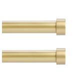 VOIIY 2 Pack Gold Curtain Rods for Windows 18 to 45 Inch(1.5-3.75 Feet),1" Diameter Drapery Rods with Modern Style End Cap Finials,Size:18-45 Inch