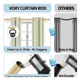 VOIIY 2 Pack Gold Curtain Rods for Windows 18 to 45 Inch(1.5-3.75 Feet),1" Diameter Drapery Rods with Modern Style End Cap Finials,Size:18-45 Inch