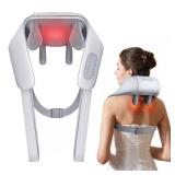 KNQZE Neck Massager with Heat, Cordless Deep Tissue 4D Expert Kneading Massage, Shiatsu Neck and Shoulder Massage Pillow for Neck, Traps, Back and Leg Pain Relief, Gifts - Gray