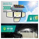 Solar Outdoor Lights - 3000LM 188 LED Motion Sensor Outdoor Lights, 4 Heads IP65 Waterproof Powered Security Flood Lights, 270°Wide Lighting Angle Wall Light with Sensors for Backyard Yard