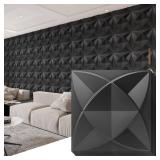 Art3d Decorative Textured PVC 3D Wall Panels for Interior Wall Decor in Living Room, Bedroom in Black, Pack of 33 Tiles, 32 Sq.Ft