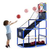 JOYIN Arcade Basketball Game Set with 4 Balls and Hoop for Kids 3 to 12 Years Old Indoor Outdoor Sport Play - Easy Set Up - Air Pump Included - Ideal for Competition