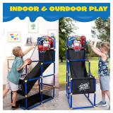 JOYIN Arcade Basketball Game Set with 4 Balls and Hoop for Kids 3 to 12 Years Old Indoor Outdoor Sport Play - Easy Set Up - Air Pump Included - Ideal for Competition