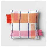 18"x18" Blocks & Stitches Square Outdoor Throw Pillow Multicolor - Thresholdâ¢