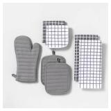 7pc Cotton Kitchen Textile Set Gray - Room Essentialsâ¢