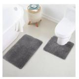 Threshold 2 Piece Bath Rug Mat Set. Runner 24" x 50". Toilet Rug 21" x 23". Thick & Soft Microfiber Plush Shaggy Bathrugs with U Shaped Contour Bath Rug, Machine Washable Bathmats, Non-Slip Rubber Bac