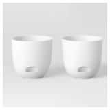 2pc Self-Watering Plastic Indoor Outdoor Planter Pots White 4"x4" - Room Essentialsâ¢: No Assembly Required