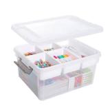 Citylife 17 QT Plastic Storage Box with Removable Tray Craft Organizers and Storage Clear Storage Container for Organizing Bead, Tool, Sewing, Playdoh