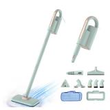 Newbealer Steam Mop & Detachable Handheld Cleaner, 250ml 1200W Powerful Floor Steamer, 3 Adjustable Levels for Carpet Laminate Hardwood Grout, Carpet Glider, 7 Multi-purpose Accessories & 2 Pads - Ret