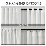 Off White Semi Sheer Linen Curtains 90 inch Length for Living Room Back Tab Rod Pocket Modern Farmhouse Coastal Decor White Cotton Textured Gauze Curtains 90 inches long for Dining Room Office