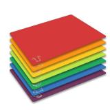 Cutting Board Mats Flexible Plastic Colored Mats with Food Icons, Fotouzy BPA-Free, Non-Porous, Anti-skid back and Dishwasher Safe, Set of 7 Rainbow - 7 Pieces