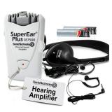 SuperEar Personal Sound Amplifier, Pocket Sound Amplifier, Headphones & Discreet Earbuds w/Auto Shut off & Case, On/Off Volume Control, Hearing Amplifier for Seniors and Audiologists - Plus SE7500