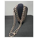 Metal Looped Chain Necklace plus Long Strand of Beads