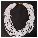 Vintage Multi-Strand white beaded necklace