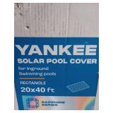 Solar Pool Cover for Rectangular Pool by Yankee | Sapphire Series Solar Cover for Inground Pool | 20x40 ft | Keep Water Warm and Prevent Its Loss | Weatherproof Pool Solar Blanket