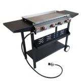 Gas One Flat Top Grill with 4 Burners - Premium Propane Grill with Outdoor Grill Cart - Stainless Steel Auto Ignition Camping Grill Outdoor Griddle - Easy Cleaning Grills Outdoor Cooking Propane - Ret