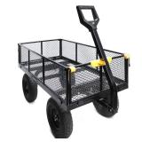 Olympia Tools Heavy Duty 1,000lbs 6-cu ft Steel Utility Garden Cart, with Removable Mesh Sides to Convert into Flatbed, Lawn and Garden cart and Utility Wagons Cart - Retail: $218.44