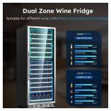 Mojgar Wine Cooler Refrigerator, Wine Fridge Dual Zone Freestanding for 163 Bottles, 24 inch Wine Refrigerator with Upgraded Compressor, Intelligent Temperature Memory, Low Noise and Fast Cooling - Re