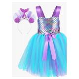 Mermaid Birthday Outfits Mermaid Dress with Headband for Girls Mermaid Costume Tutu Skirt Size S