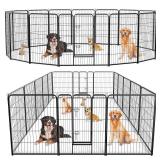 Sweetcrispy Dog Playpen Indoor - Pet Fence Exercise Pen for Yard Gate 16 Panels Foldable Puppy Playpens with Doors Metal Dog Pen for Camping, RV, Outdoor, Small/Medium/Large Pets, 40in Height - Retail