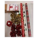 Hallmark Rustic Red and Green Christmas Wrapping Paper Set (90 sq. ft. ttl, 10 Bows, 4 Ribbon Colors, 40 Gift Tag Stickers) Snowflakes, Trees, Plaid