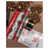 Hallmark Rustic Red and Green Christmas Wrapping Paper Set (90 sq. ft. ttl, 10 Bows, 4 Ribbon Colors, 40 Gift Tag Stickers) Snowflakes, Trees, Plaid