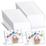 Acrylic Frame 48 Pcs 5 x 3.5 Inch Acrylic Sign Holder Clear Acrylic Picture Frame Horizontal Display Photo Booth Frames with Slanted Back for Home Office Wedding Birthday