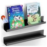 Gattlukd 2 Pcs Whiteboard Magnetic Bookshelf - 17 Inch, Reusable Metal Magnetic Bookshelf, Holds 12 Lbs, Great Tool for Classroom Teacher Organization (Black)