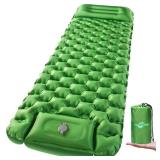 WANNTS Sleeping Pad, Ultralight Inflatable Sleeping Pad for Camping, Built-in Pump, Ultimate for Camping, Hiking - Airpad, Carry Bag, Repair Kit - Compact & Lightweight Camping Pad(Green)