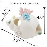 Starryfill Aquarium Decorations White Ceramic Conch Thematic Ornament with Three Holes for Betta Fish Passing or Hiding Safely,Betta Fish Tank for Small and Medium Fish