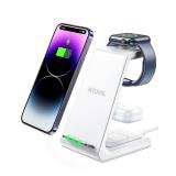 Intoval Wireless Charging Station, 3 in 1 Charger for Apple iPhone/iWatch/Airpods,iPhone16 15 14,13 (Pro,Pro Max)/XS/XR/XS,iWatch10 9/8/Ultra2-1/7/6/SE/5/4,Airpods Pro2/Pro1/3 (A3,White)