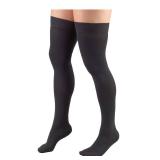 Truform 20-30 mmHg Compression Stockings for Men and Women, Thigh High Length, Dot Top, Closed Toe, Charcoal, X-Large