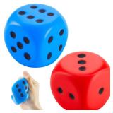 Foam Dice 2pk Large Soft Slow Dot Dice Learning Red and Blue 6 Sided Foam Dice 2.7 Inch Fake Dice Anxiety Relieve Dice for Stress Relief