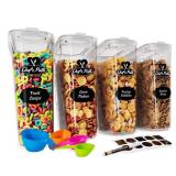 Cereal Containers Storage Set Large (4L,135.2 Oz), Airtight Food Storage Containers for Kitchen & Pantry Organization, Cereal Storage Container Set for Crunchiness, BPA Free Dispenser Keepers (4)