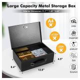 KYODOLED Fireproof Document Box with Key Lock, Small Lock Box for Personal Items, Fire and Water Resistance, Fireproof Safe Box for Documents, Jewelry, Passport, Cash, 12.8