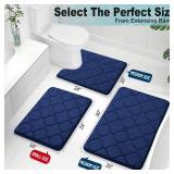 OLANLY Memory Foam Bath Mat Rug 24x16, Ultra Soft Non Slip and Absorbent Bathroom Rug, Machine Wash Dry, Comfortable, Thick Bath Rug Carpet for Bathroom Floor, Tub and Shower, Navy