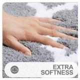 OLANLY Bathroom Rugs 24x16, Soft and Absorbent Microfiber Bath Rugs, Non-Slip Shaggy Shower Carpet, Machine Wash Dry, Bath Mats for Bathroom Floor, Tub and Shower, Grey