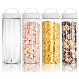 Lawei 4 Pack Clear Plastic Jars with Lids - 50 Oz Tall Clear Empty Plastic Jars Plastic Food Storage Jars for Food & Home Storage