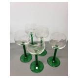 Luminarc France Green Stemware 5 White Wine and 3 Red Wine